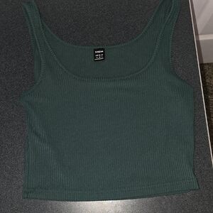 SHEIN Green Ribbed Crop Tank Top